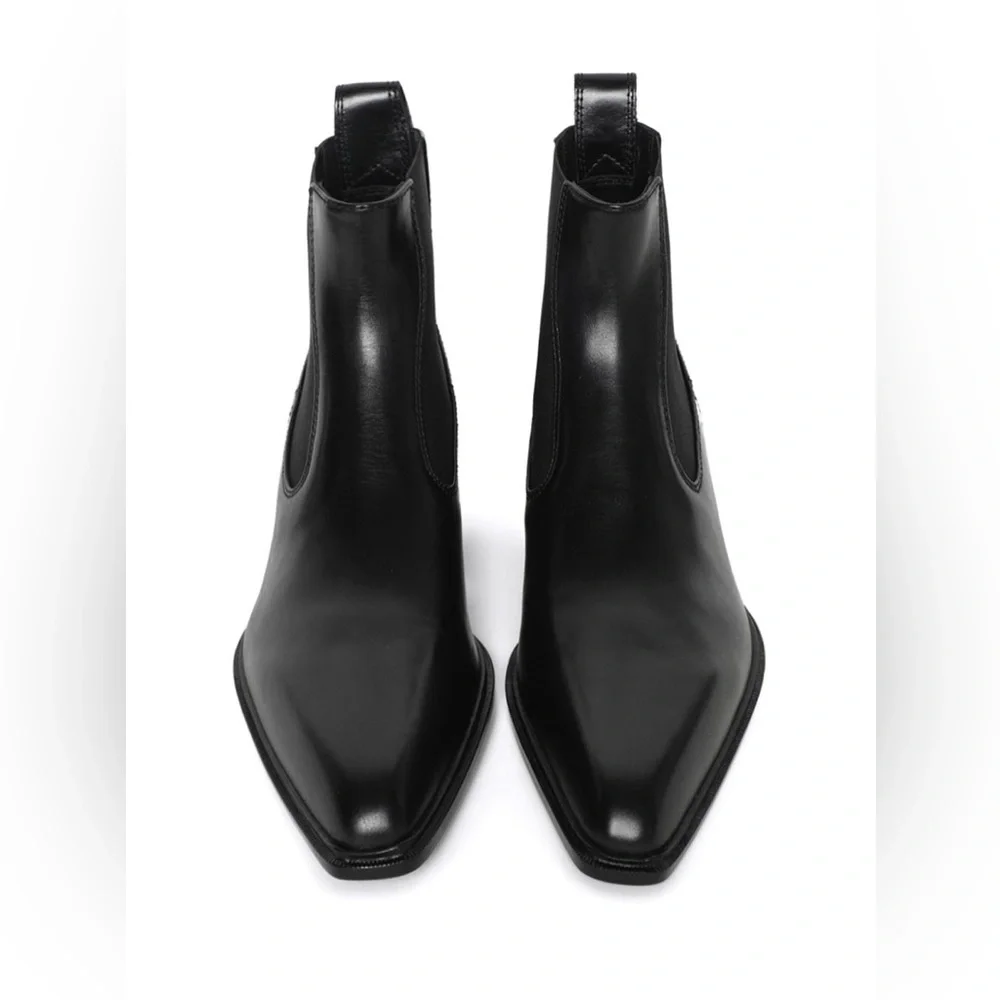 New Alexander Wang black slick 40 cowboy ankle boots in leather Sz36 MSRP:$650 - Picture 3 of 12